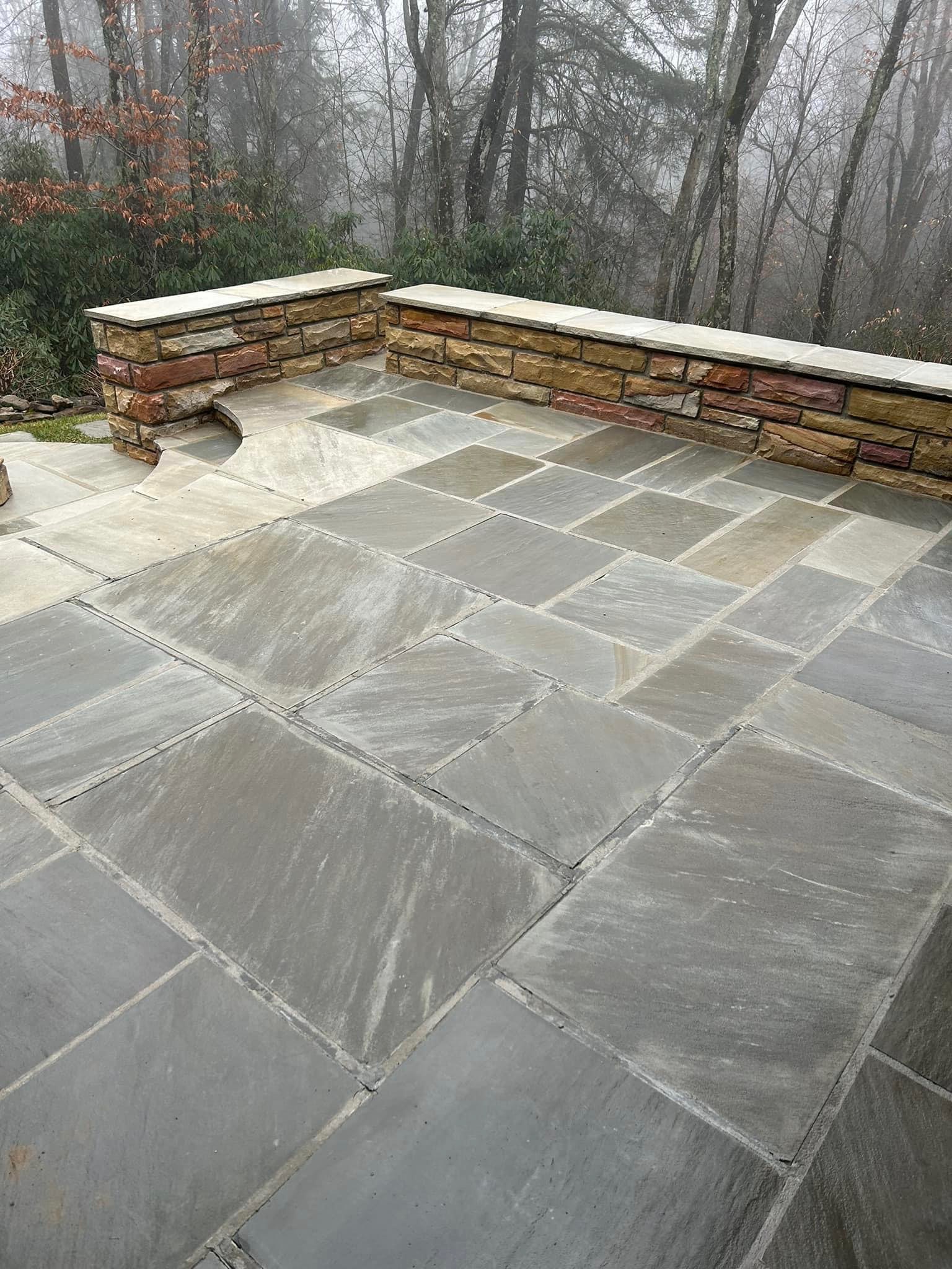 Flagstone Patio Cleaning preformed by Appalachian Softwash LLC In linville North Carolina Thumbnail